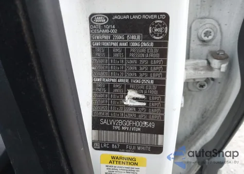 2015 Land Rover Range Rover Evoque Prestige from USA, damaged, VIN SALVV2BG0FH005649